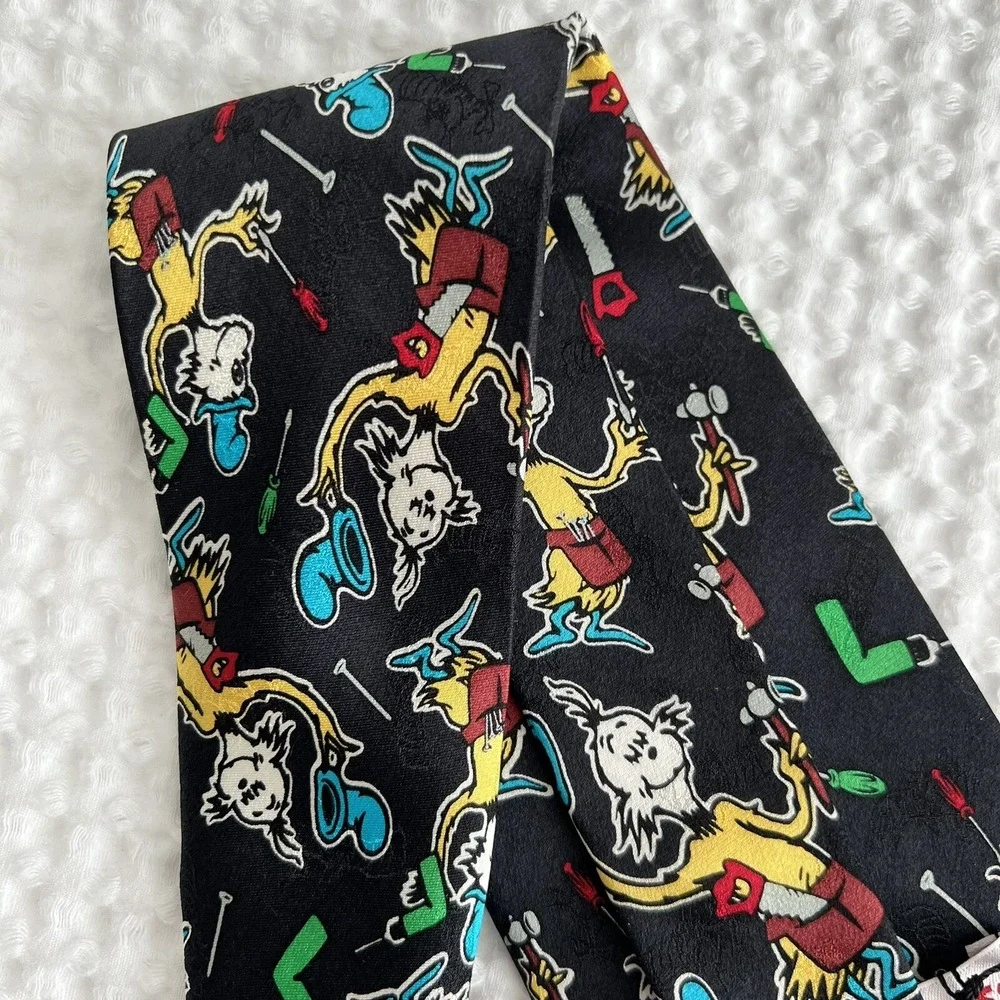 Vintage 90s Dr. Seuss Silk Tie Green Eggs And Ham New With Tags Whimsical Preppy